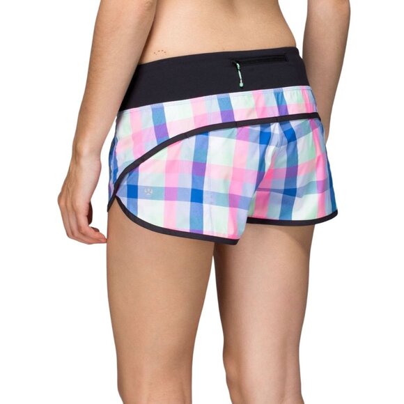 Lululemon Womens Pop Plaid Gingham Speed Short 2 Way Stretch Size 6 - Picture 2 of 6